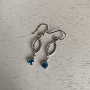 Sterling Silver Earrings with Blue Gemstone